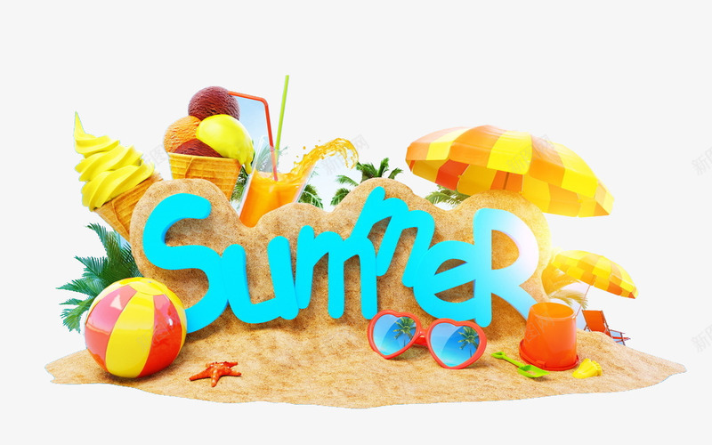 summerpng免抠素材_新图网 https://ixintu.com 创意 夏天 夏日 夏日素材 海滩背景元素 艺术字