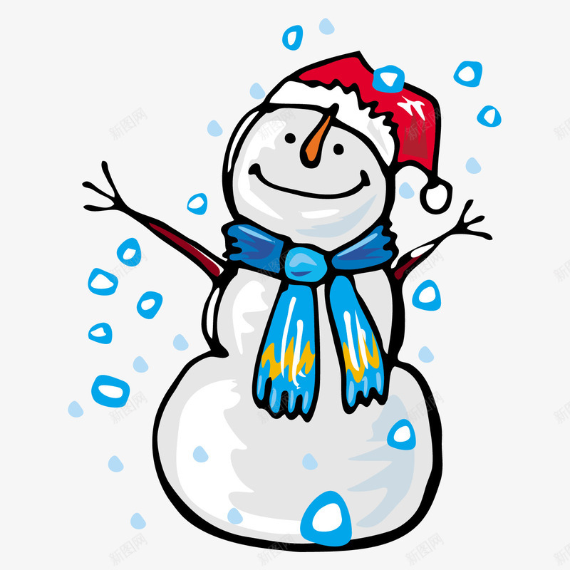 卡通手绘雪人图png免抠素材_新图网 https://ixintu.com 下雪天 卡通雪人 围巾 圣诞节雪人 帽子 手绘