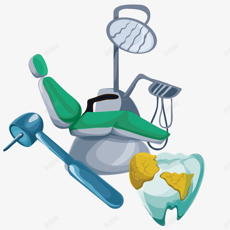 牙齿修补工具矢量图ai免抠素材_新图网 https://ixintu.com 医疗器材 手绘 机械工具 椅子 模型 矢量图
