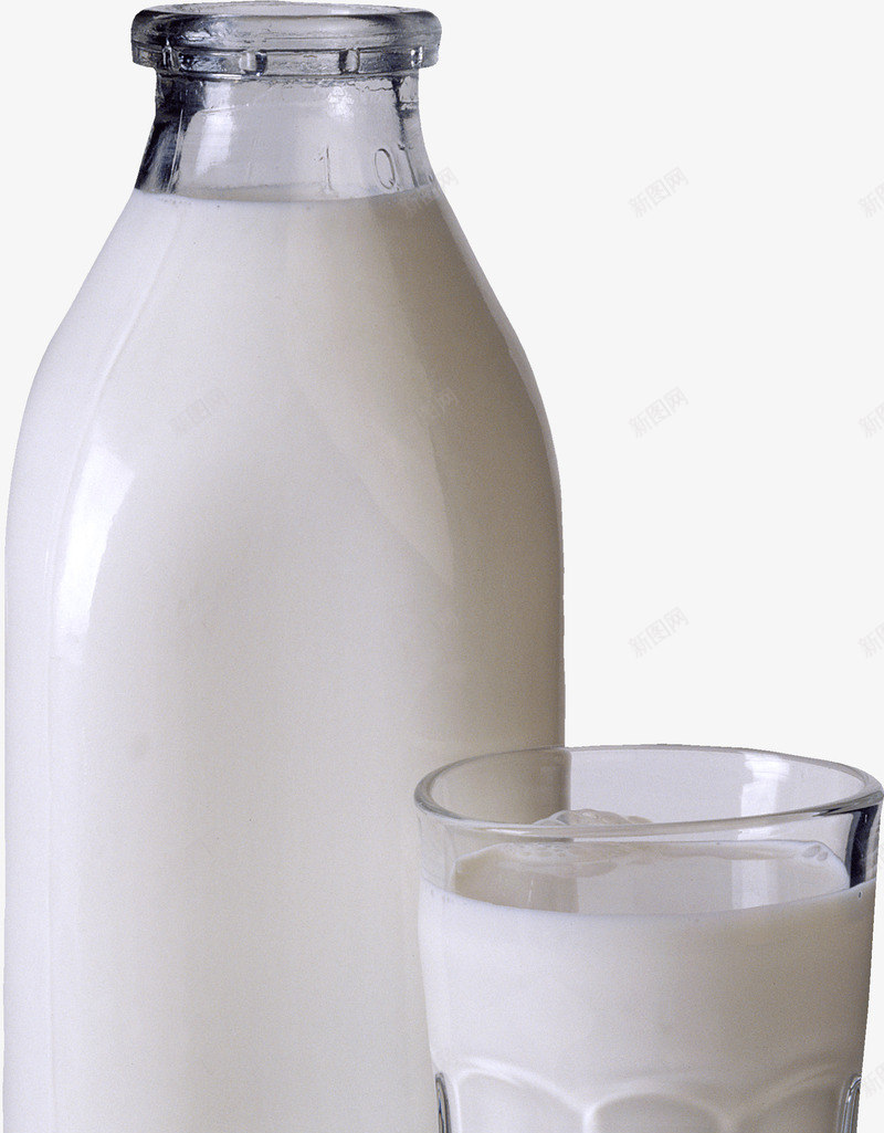 瓶子牛奶和杯子png免抠素材_新图网 https://ixintu.com 产品实物 杯子 牛奶 玻璃瓶 餐饮 饮品 饮料免扣图