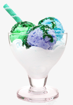蓝色碳酸水玻璃杯冰淇淋高清图片