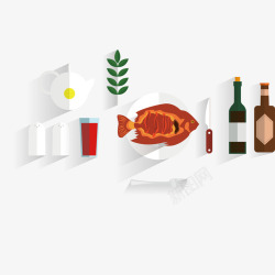 葡萄酒宣传设计餐厅的食物矢量图高清图片