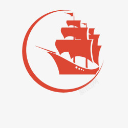 红船卡通船的LOGO图标高清图片