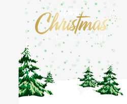 白雪雪子圣诞节绿色圣诞树高清图片