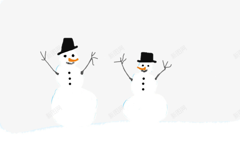成双雪人png免抠素材_新图网 https://ixintu.com 下雪 冬天 冬季 单页 帽子 玩耍 雪人 雪景