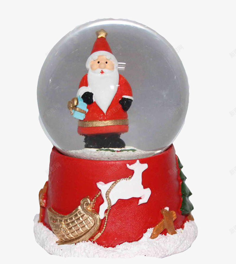 水晶球圣诞老人版png免抠素材_新图网 https://ixintu.com 下雪 摇一摇 水晶 雪橇