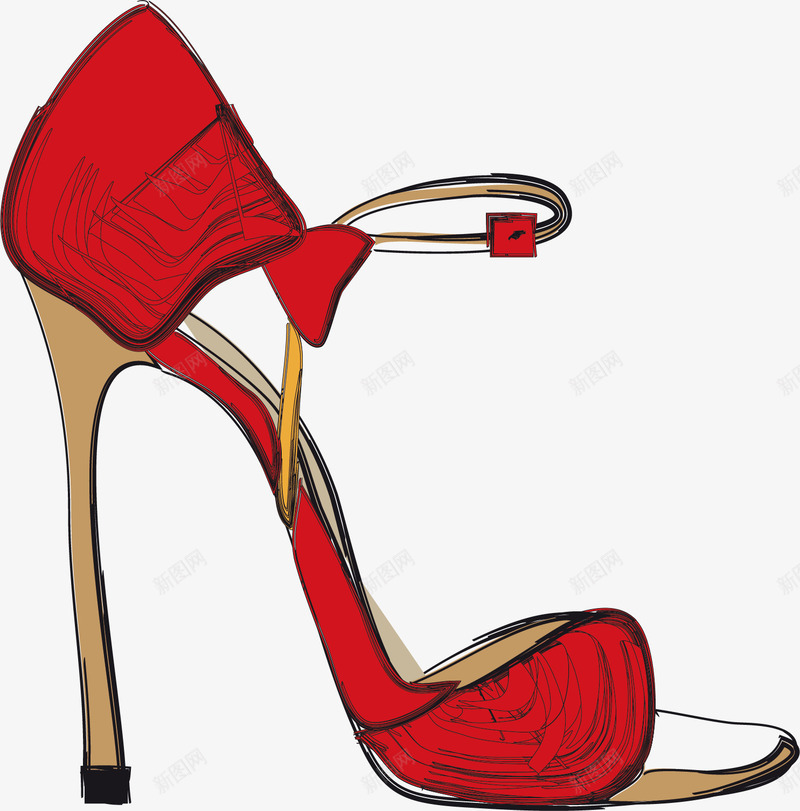 一只红色的高跟鞋矢量图ai免抠素材_新图网 https://ixintu.com 夏天 女士 尖头 漂亮 红色 细跟 高 高跟鞋 矢量图