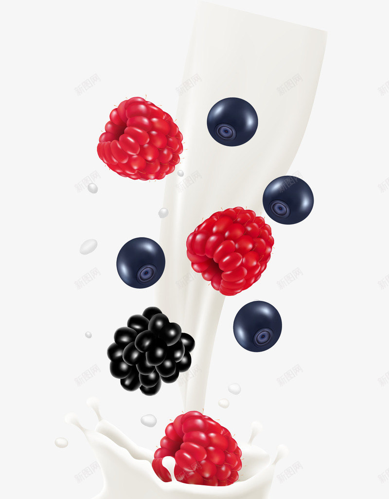 白色树莓牛奶png免抠素材_新图网 https://ixintu.com 果实 树莓 水果 白色牛奶 装饰图案 饮品 饮料