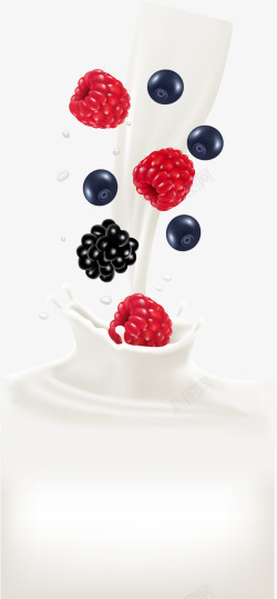 白色树莓牛奶素材