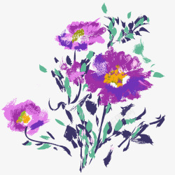 手绘紫色菊花素材