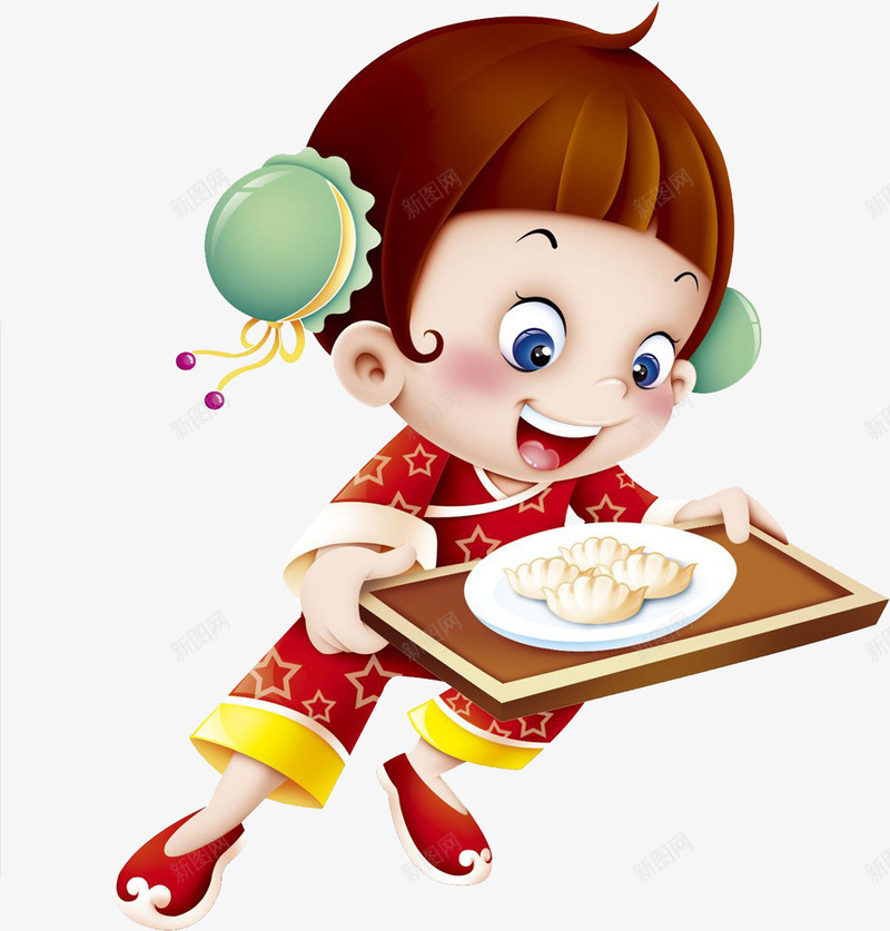 中国风端着饺子的女孩图png免抠素材_新图网 https://ixintu.com 中国风 卡通 喜庆的 女孩 漂亮的 高兴的