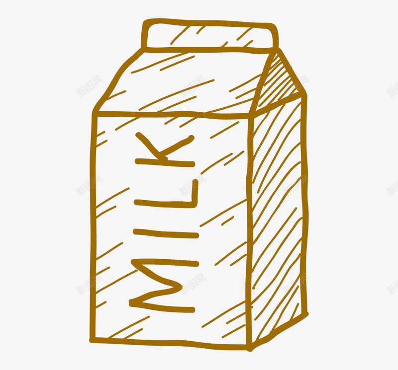 手绘棕色一盒牛奶简笔画png免抠素材_新图网 https://ixintu.com milk 一盒牛奶 奶盒 牛奶 牛奶纸盒 素描