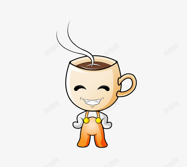盛咖啡的小人卡通图png免抠素材_新图网 https://ixintu.com 创意 咖啡 微笑 杯子 脑洞 香气