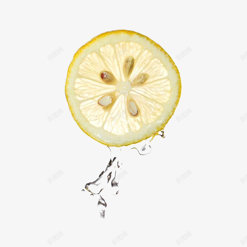 流着水的柠檬png免抠素材_新图网 https://ixintu.com 柠檬 水纹 水花 黄色