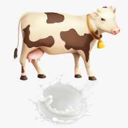 花奶牛牛奶和奶牛高清图片