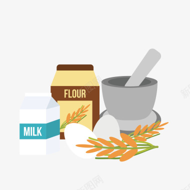 农业生产小麦牛奶矢量图图标图标