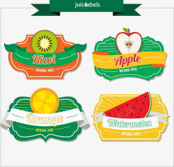 苹果片4款精致水果果汁标签高清图片