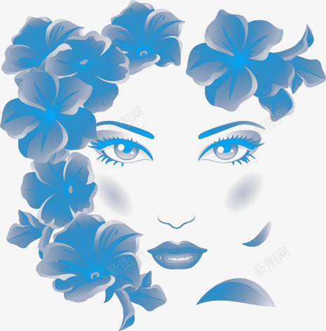 蓝色绚丽个性人物装饰png免抠素材_新图网 https://ixintu.com 个性 人物 绚丽 蓝色 装饰 设计