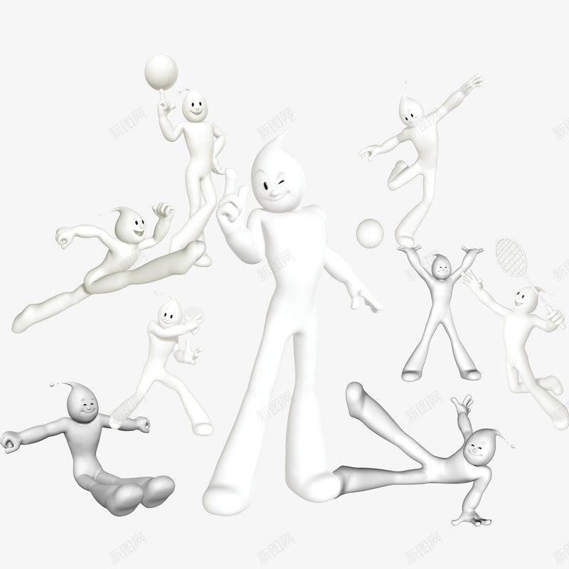 卡通液态牛奶人psd免抠素材_新图网 https://ixintu.com 卡通牛奶人 液态人物 运动人物 造型