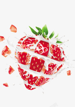 红红的草莓草莓牛奶高清图片
