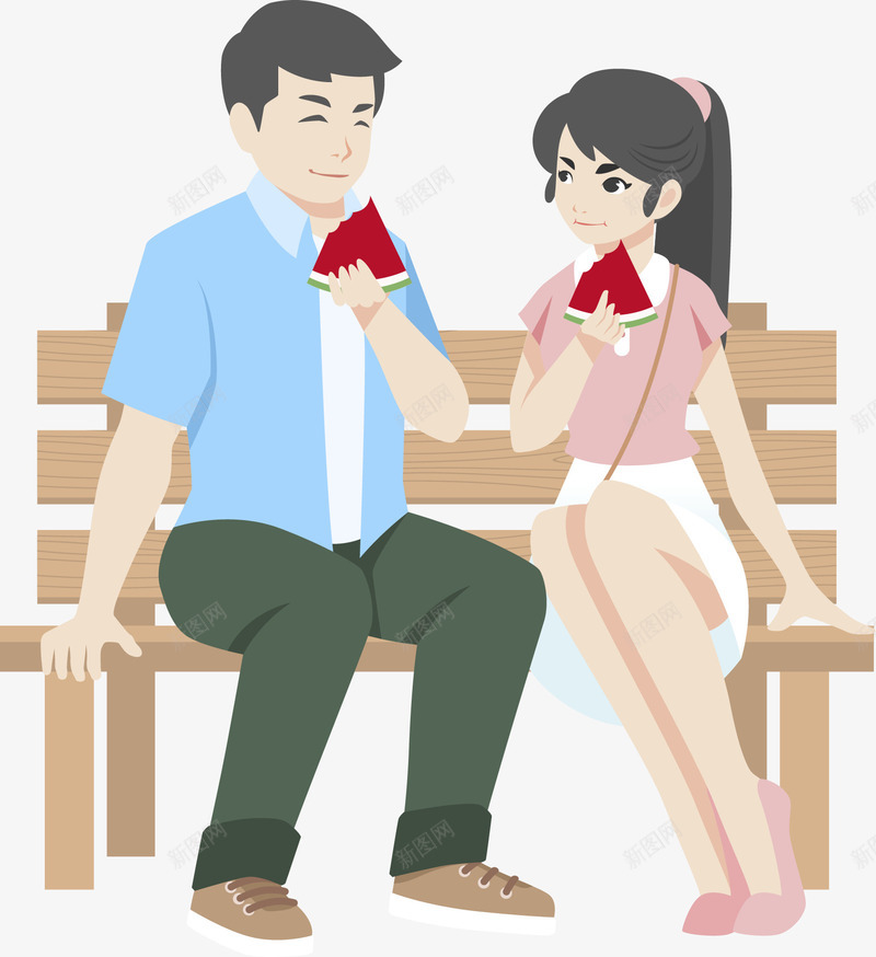 约会的情侣png免抠素材_新图网 https://ixintu.com 吃西瓜 相亲 约会 长椅