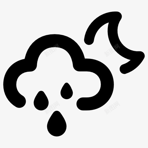 下雨的云Moon图标png_新图网 https://ixintu.com 下雨 云 冬天 天气 月亮