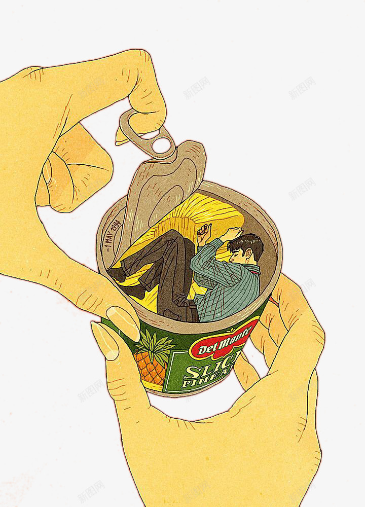 创意薯片罐头中的小人png免抠素材_新图网 https://ixintu.com 创意插画设计 卡通手绘 小人 薯片罐头