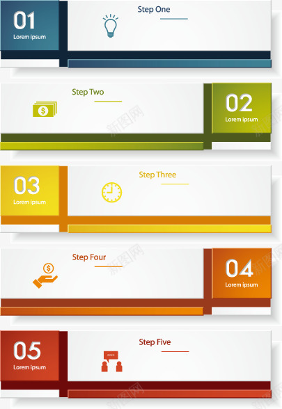 PPT元素png免抠素材_新图网 https://ixintu.com PPT 信息分类 元素 横条标签 步骤 流程