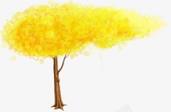 黄色水彩个性大树素材