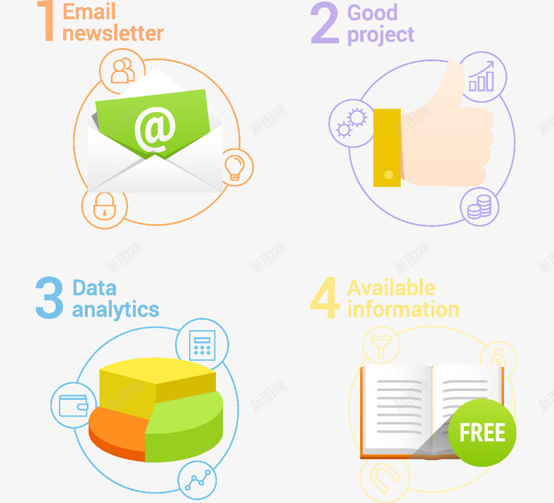 PPT合集矢量图eps免抠素材_新图网 https://ixintu.com 分类标签 扁平化 数据分析 数据图表 有用信息 流程图 矢量素材 邮件 矢量图