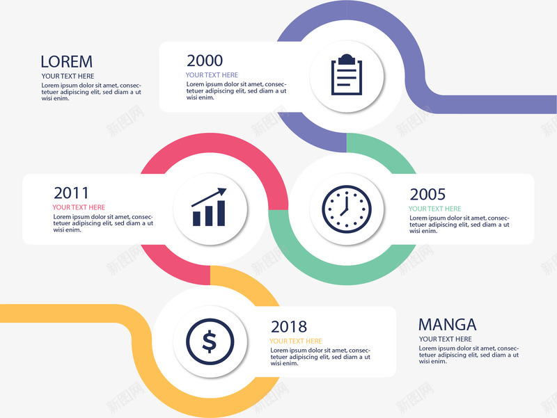彩色拼接弯道图表矢量图ai免抠素材_新图网 https://ixintu.com 信息图表 弯道 弯道图表 彩色弯道 时间轴 矢量png 矢量图