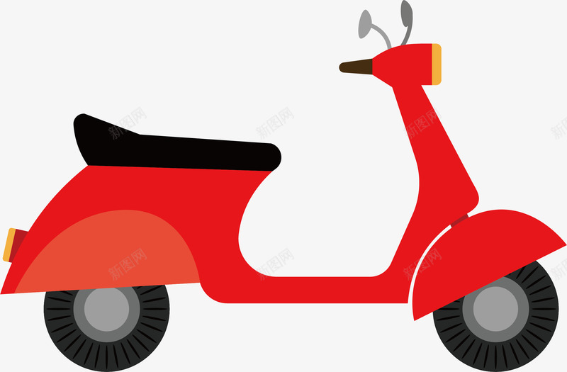 红色电瓶车png免抠素材_新图网 https://ixintu.com 可爱 彩色 手绘的 漫画 电瓶车 矢量的 简单 红色