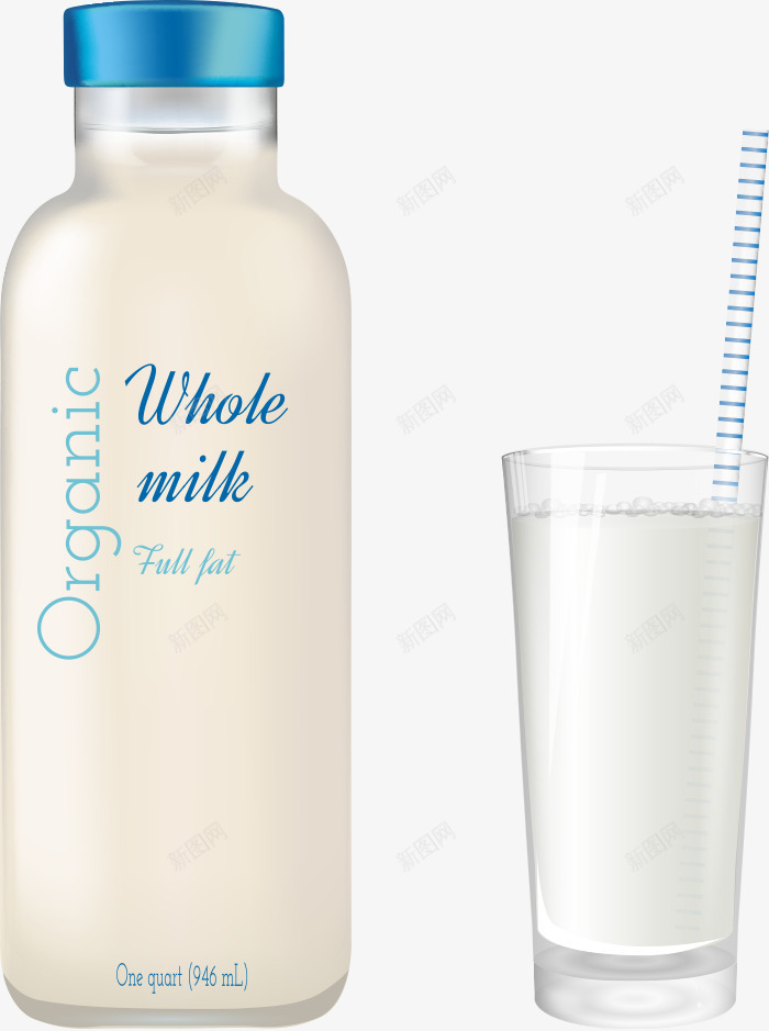 一杯牛奶和瓶子png免抠素材_新图网 https://ixintu.com 一杯牛奶 卡通牛奶 牛奶 瓶子 瓶装牛奶