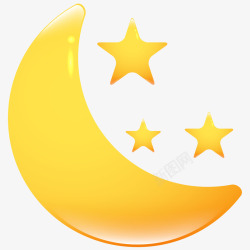 炫彩星星装饰图卡通版黄色的月亮高清图片