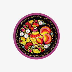 藏族多彩圆形纺织布样素材