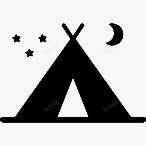 帐篷晚上图标png_新图网 https://ixintu.com 帐篷 度假 星星 月亮 露营