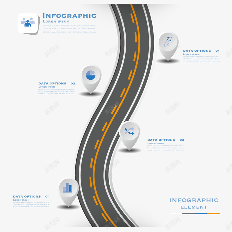 路png免抠素材_新图网 https://ixintu.com ppt素材 信息图 公路 路 道路俯视图 马路