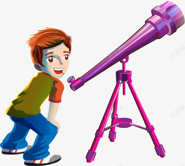 看望远镜的男孩矢量图ai免抠素材_新图网 https://ixintu.com 人物望远镜 天文 宇宙 星空 望远镜 男孩 矢量图
