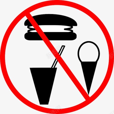 禁止吃食物标识图标图标