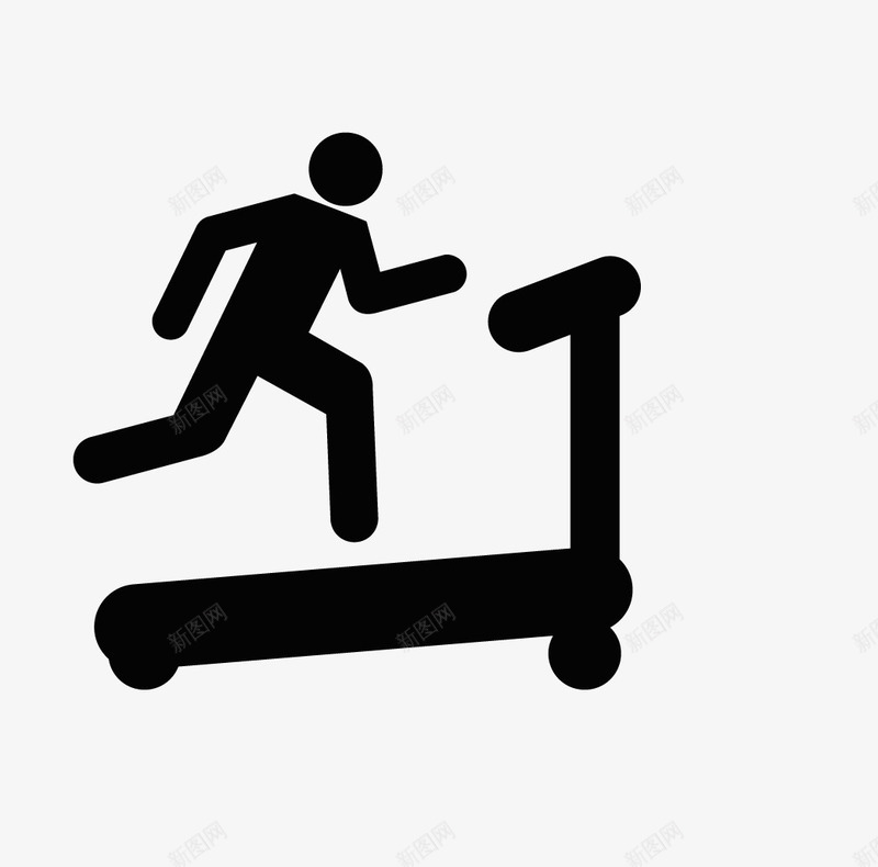卡通黑色健身房跑步标识图标png_新图网 https://ixintu.com 健身房 卡通 标识 跑步 黑色