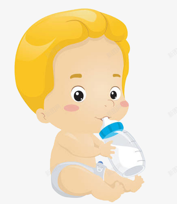卡通金色头发男宝宝在喝奶png免抠素材_新图网 https://ixintu.com 卡通 喝牛奶 小孩喝奶 小孩子 开心可爱的 有营养的 男宝宝
