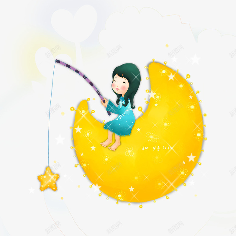 坐在月亮上的女孩png免抠素材_新图网 https://ixintu.com 儿童节 儿童节素材 卡通元素 月亮