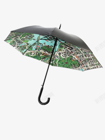 手绘长柄伞png免抠素材_新图网 https://ixintu.com 个性雨伞 图片 手绘地图 黑色