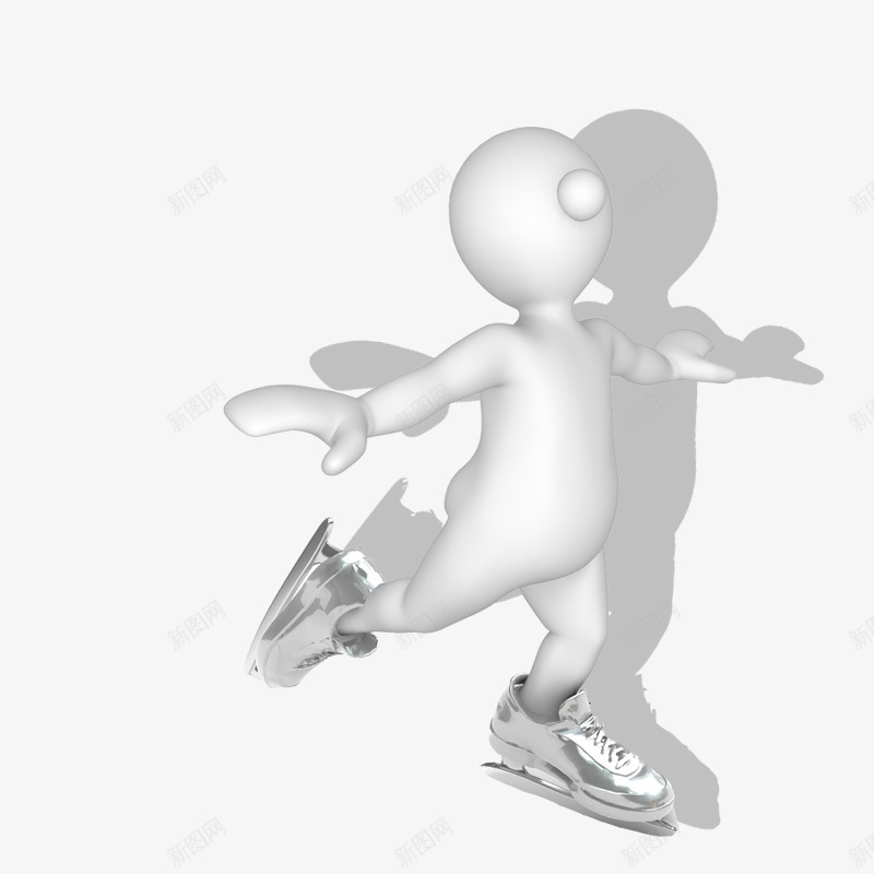 3D小人psd免抠素材_新图网 https://ixintu.com 3D 3D小人 滑冰的小人 电子商务 白色小人