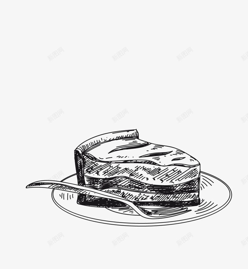 漫画蛋糕图png免抠素材_新图网 https://ixintu.com 下午茶 动漫 原创 手绘 蛋糕 设计 餐具 黑白