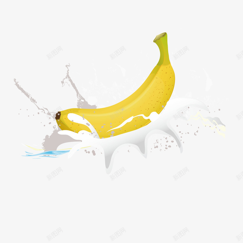 牛奶香蕉png免抠素材_新图网 https://ixintu.com 水果 牛奶 香蕉 黄色