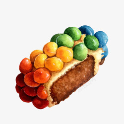 六种颜色小面包彩虹糖甜品手绘片高清图片