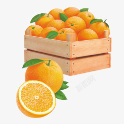 水果箱子木箱中的橙子高清图片