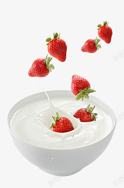 草莓加牛奶png免抠素材_新图网 https://ixintu.com 早餐 牛奶 草莓