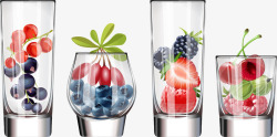四个水果玻璃杯素材